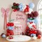 Cherry Balloon Arch Kit, Burgundy Red Blue Balloons with Cherry Foil Long Green Balloons for Berry First Party Fruit Garland Backdrop